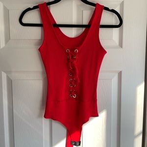 Red Tie-up Bodysuit